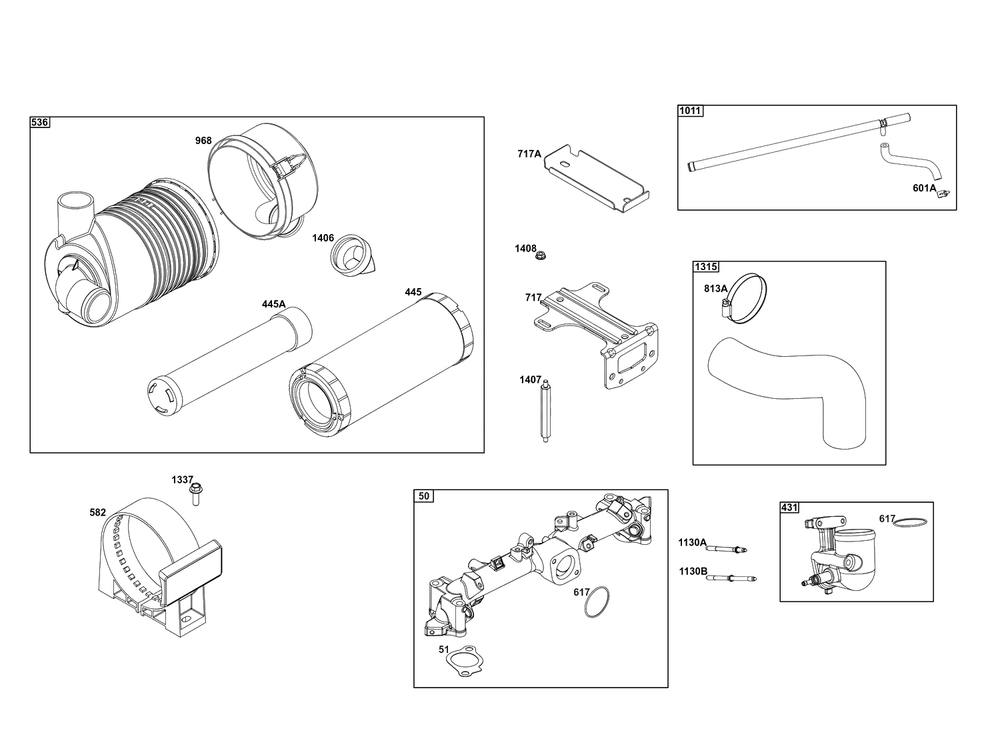 Air Cleaner Group Diagram and Parts List for 61A677-0100-J1  Briggs and Stratton Engine